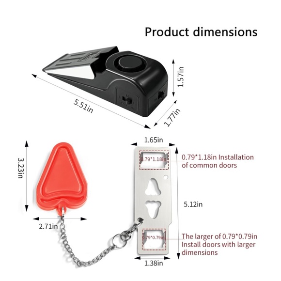 Portable Door Lock & Door Stop Alarm, Dual Protection Security Door Safety - Picture 10 of 10